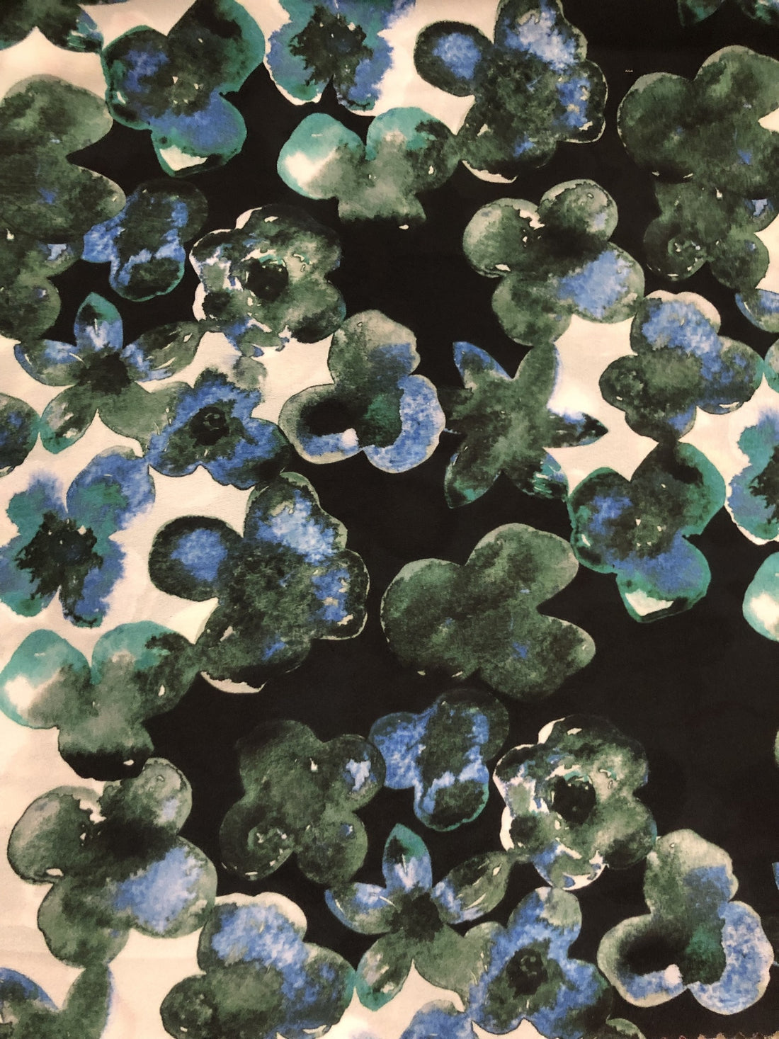 Pond Blue Leaf Print On Royal Georgette RGPB31