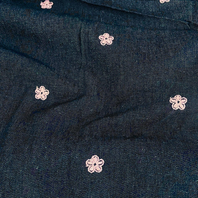 Cotton Denim Embroidered Fabric OSCP353