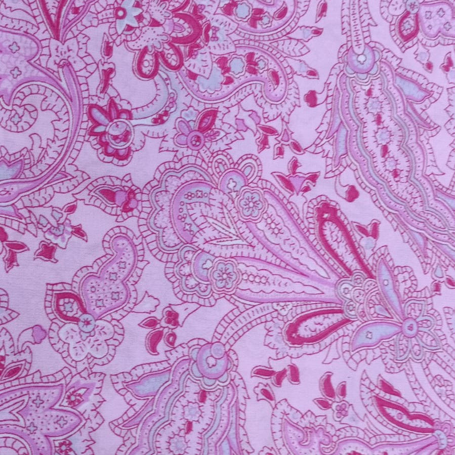 Pink Paisley Print On Poly Crepe PCSP04