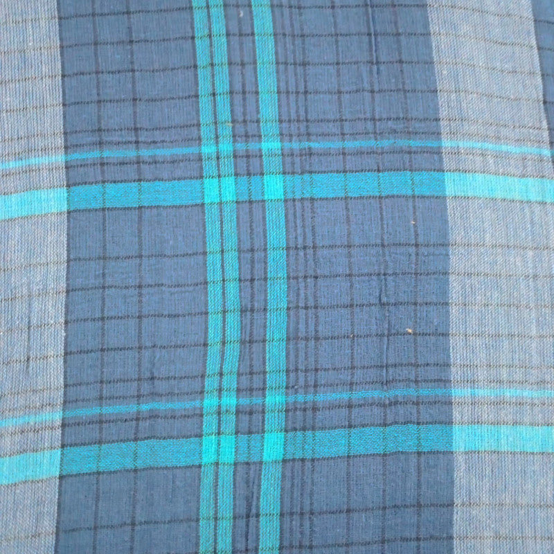 Cotton Sky & Navy Blue Check Y/D Fabric CCYD32