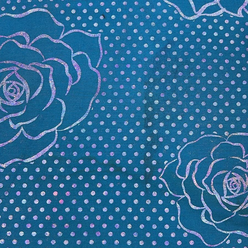 Silver Polka Dots with Flower Foil Print on Cotton Cambric FFFS41