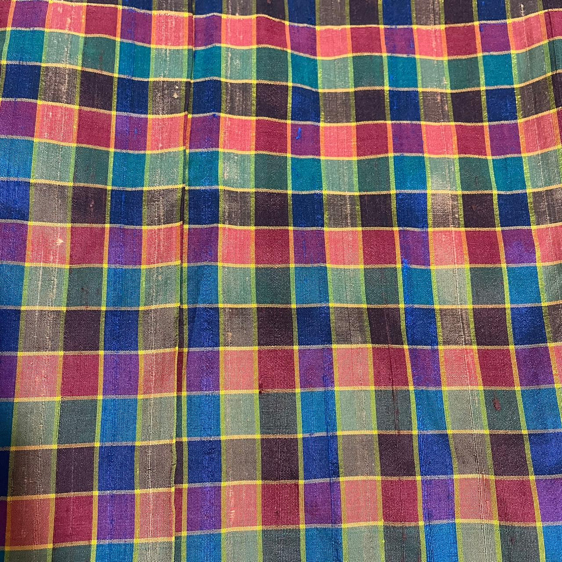 Raw Silk Dupion Multi Color Check