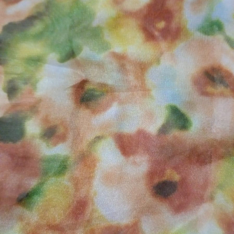 Tie Dye Floral Print On Habutai Satin HSPS36