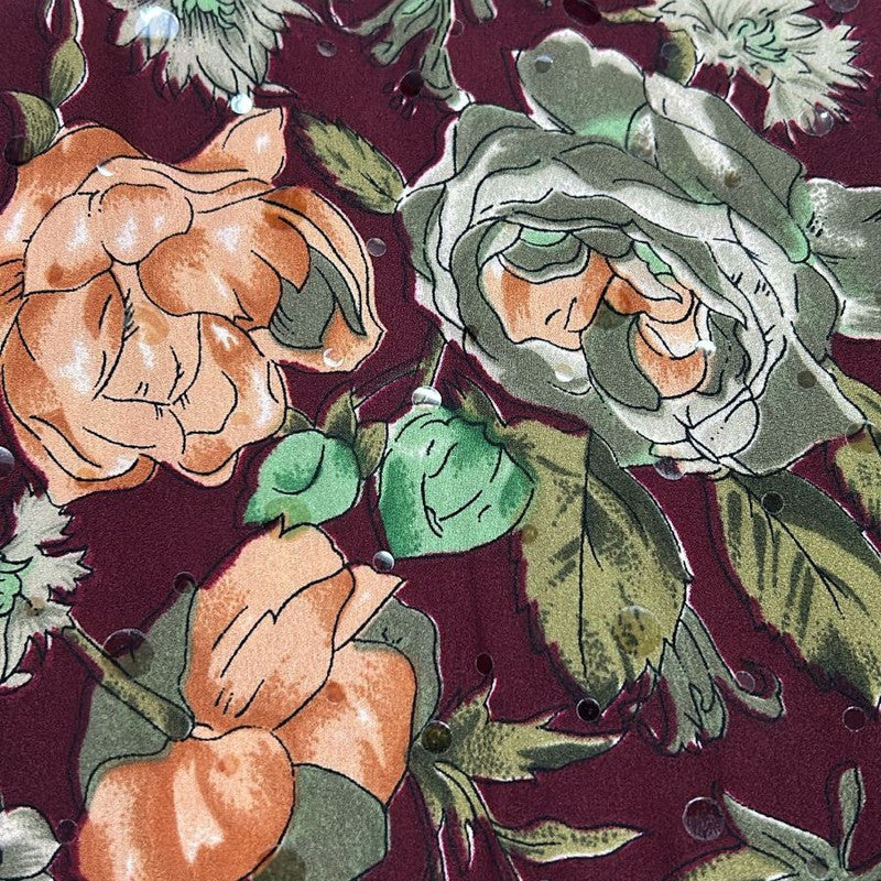 Print With Sequins On Poly Crepe FFFS28