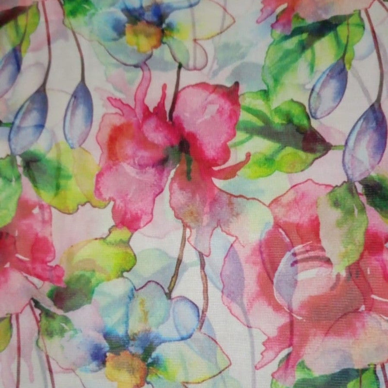Floral Print On Habutai Satin HSPS05