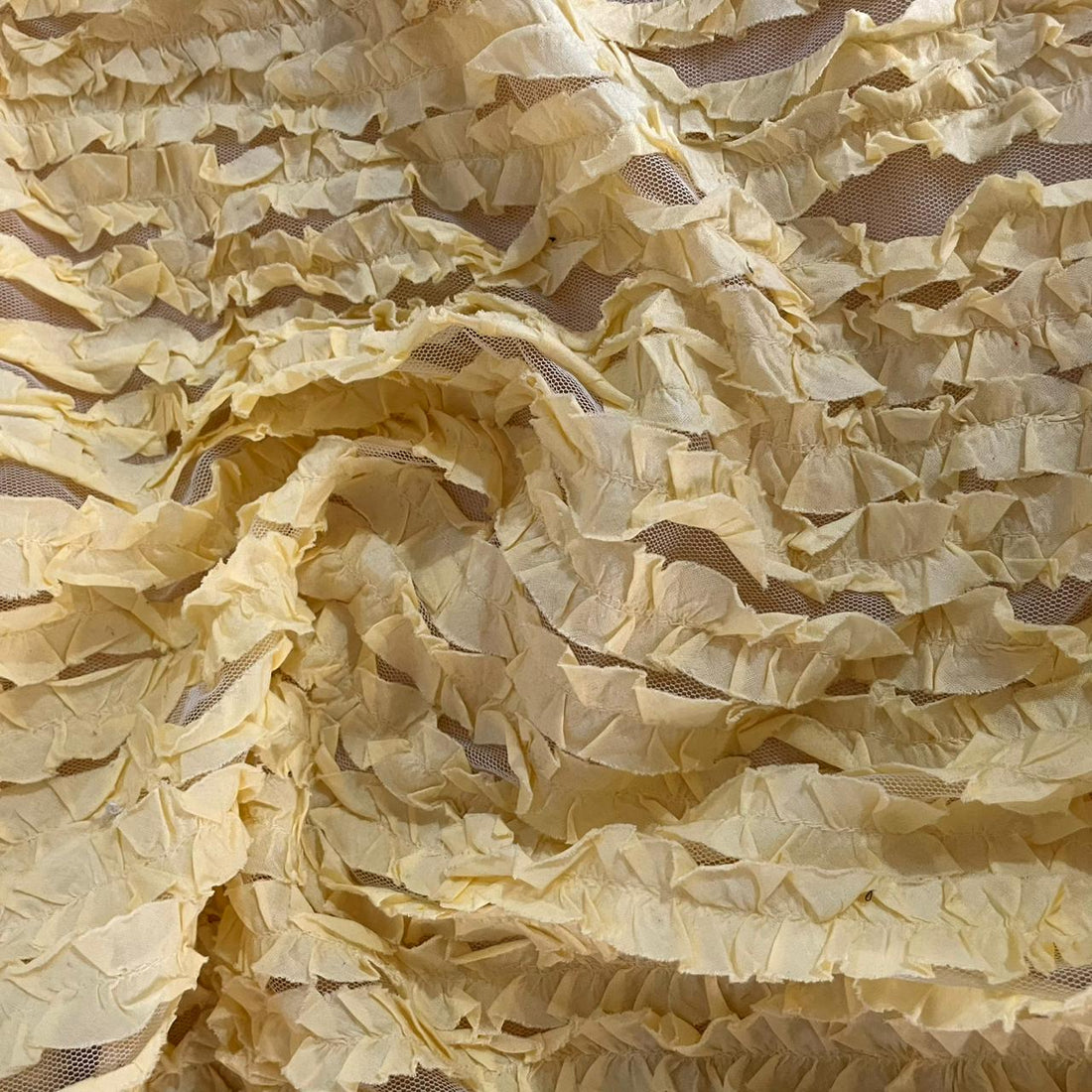 Cotton Net Yellow Frill Yarn Dyed Fabric OSCP169