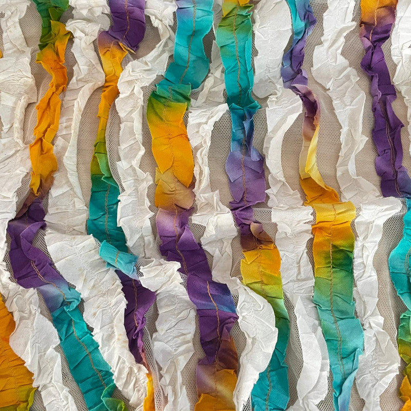 Cotton Net Multicolor Frill Yarn Dyed Fabric OSCP137