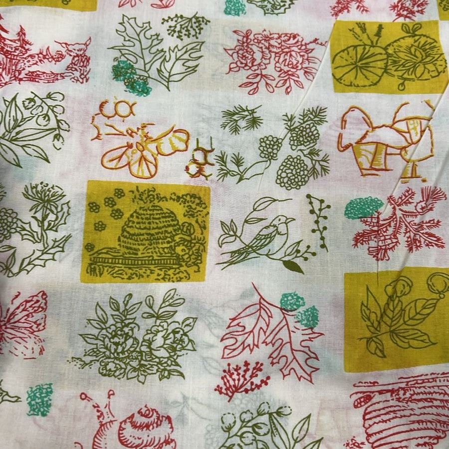 Cambric Cotton White Base Print Fabric CCDS09