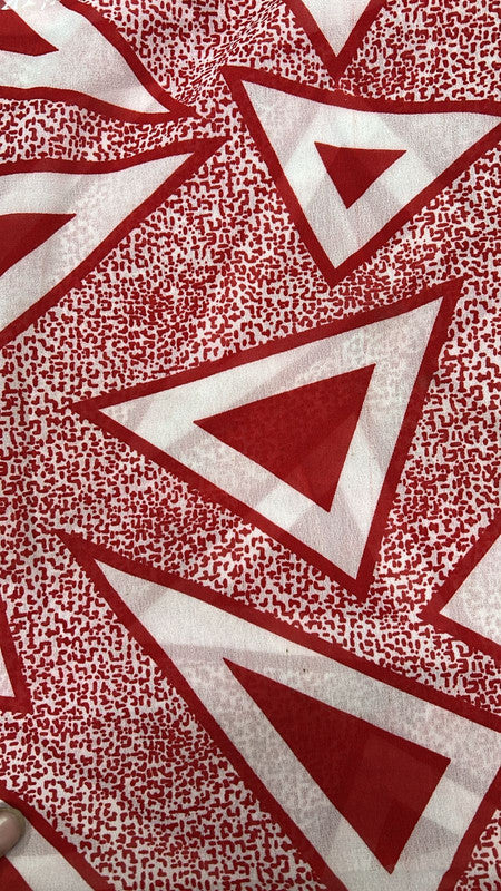 Red Triangle Georggete Print Fabric SFDS87