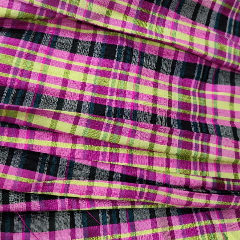 Raw Silk Dupion-Violet & Blue-Check