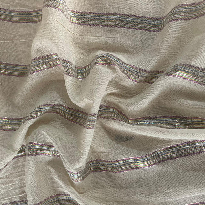 Rainbow Lurex Stripe on Cotton Fabric OSCP80