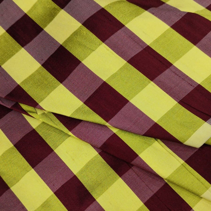 Dupion Silk -Red & Yellow-Check