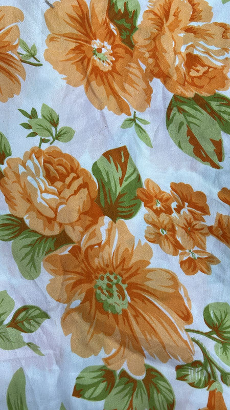 Orange Flower Stain Print Fabric SFDS115
