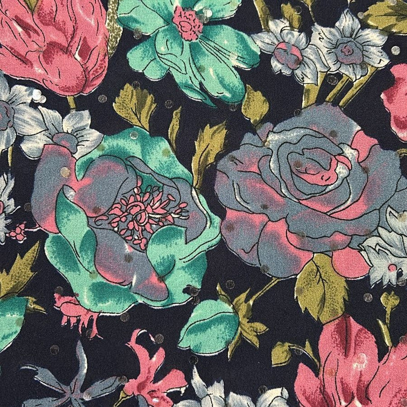 Print With Sequins On Poly Crepe FFFS31