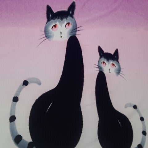 Cat Print On Poly Knitted PKPS08