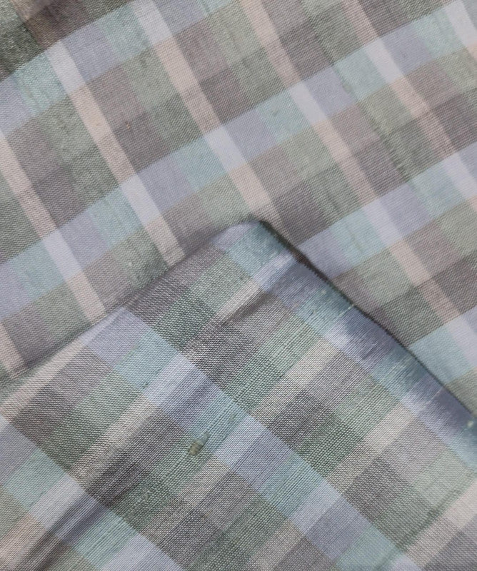 Dupion Silk -Grey-Check