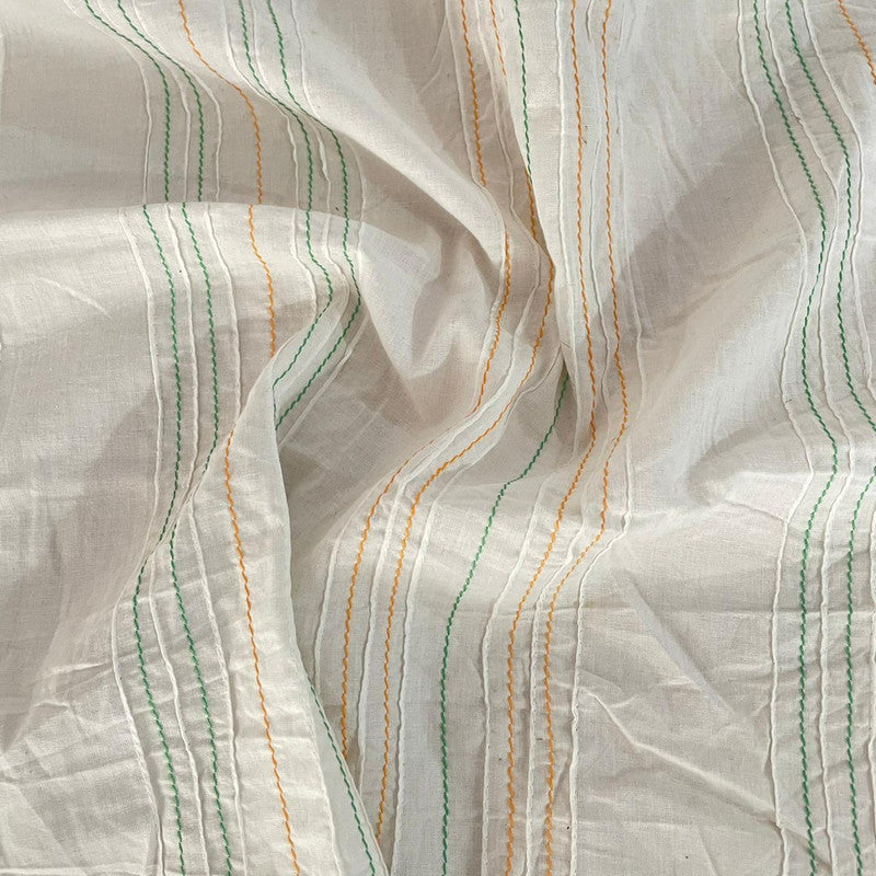 Cotton Embroidered Stripe Fabric OSCP487
