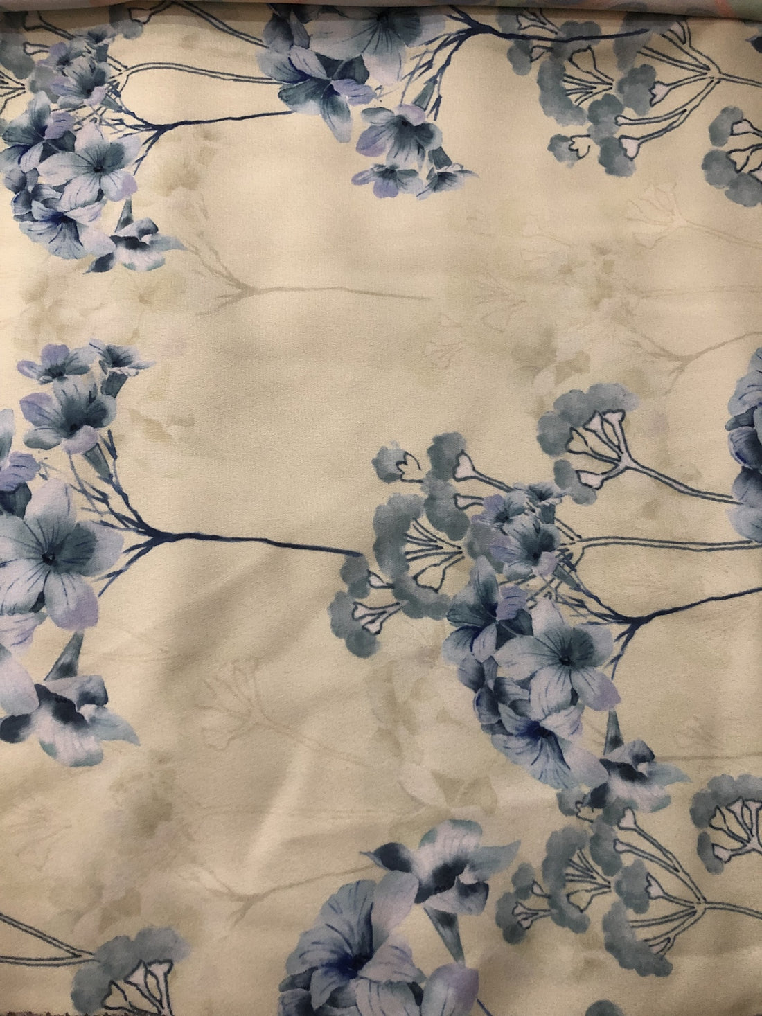 Sky Blue Floral Print On Royal Georgette RGPB26