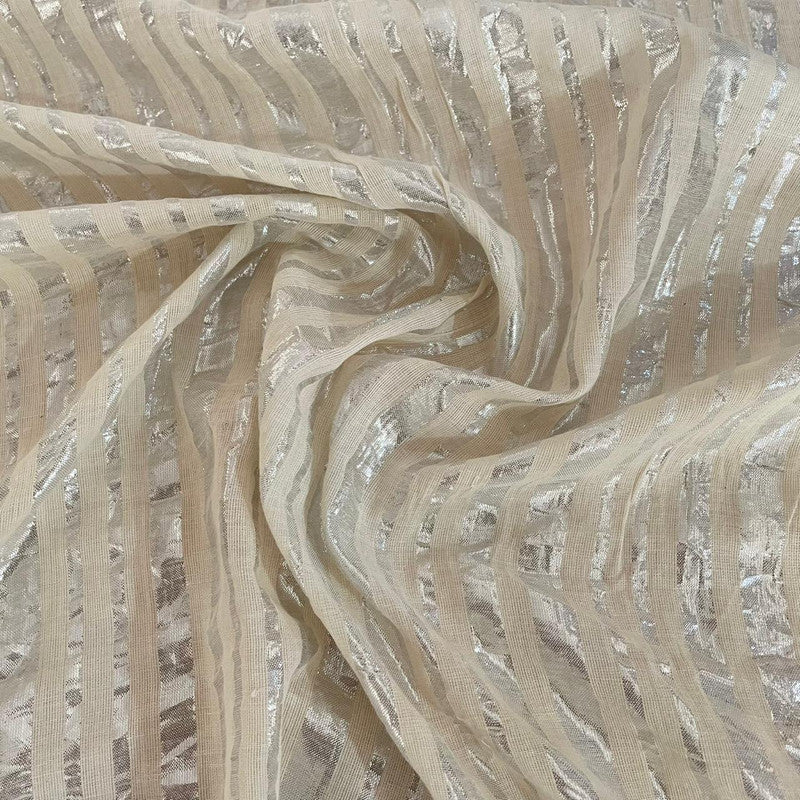 Cotton Silver Lurex Stripe Fabric OSCP364
