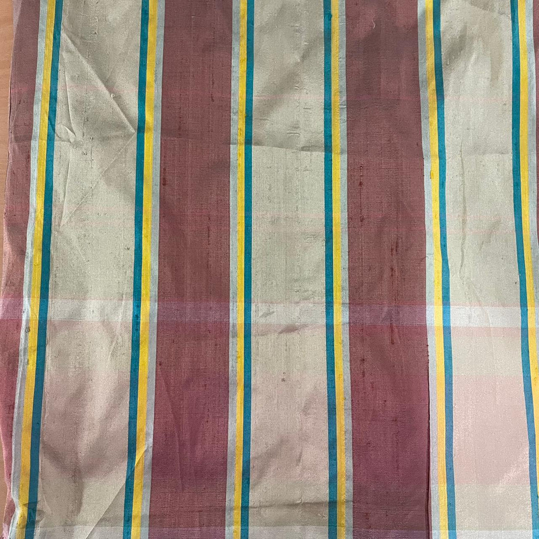 Dupion Silk -Red & Beige-Check