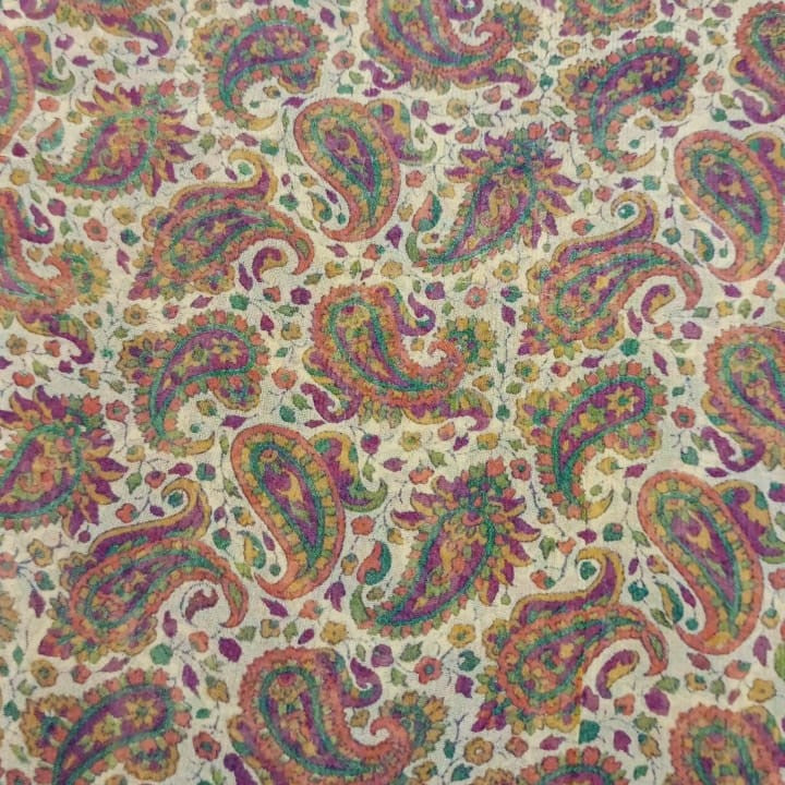 Brown Paisley Print On Silk Georgette SGPS13