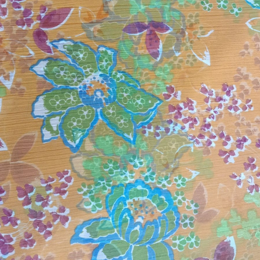 Orange Base Flowers Print On Poly Chiffon PCPS43