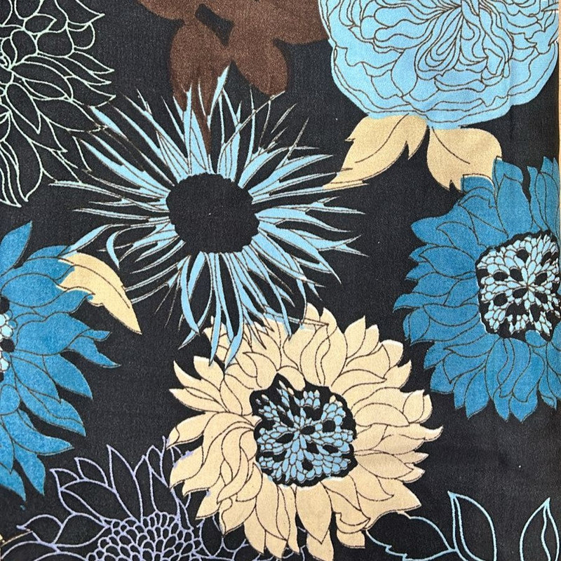 Black Base Floral Print On Poly Satin SFCS50