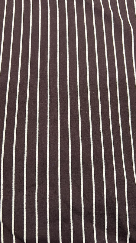 Brown & White Stripe Print On Cotton Poplin CPPS10