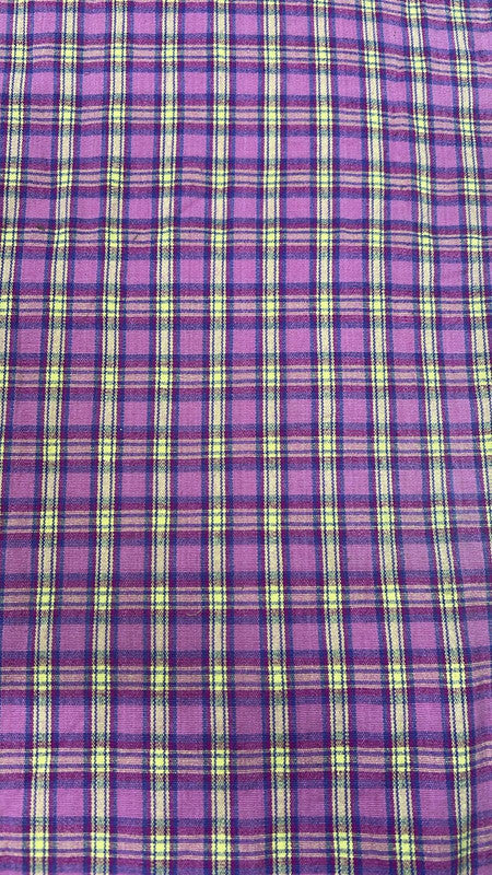 Cotton Check Pink Yarn Dyed Fabric SFDS96