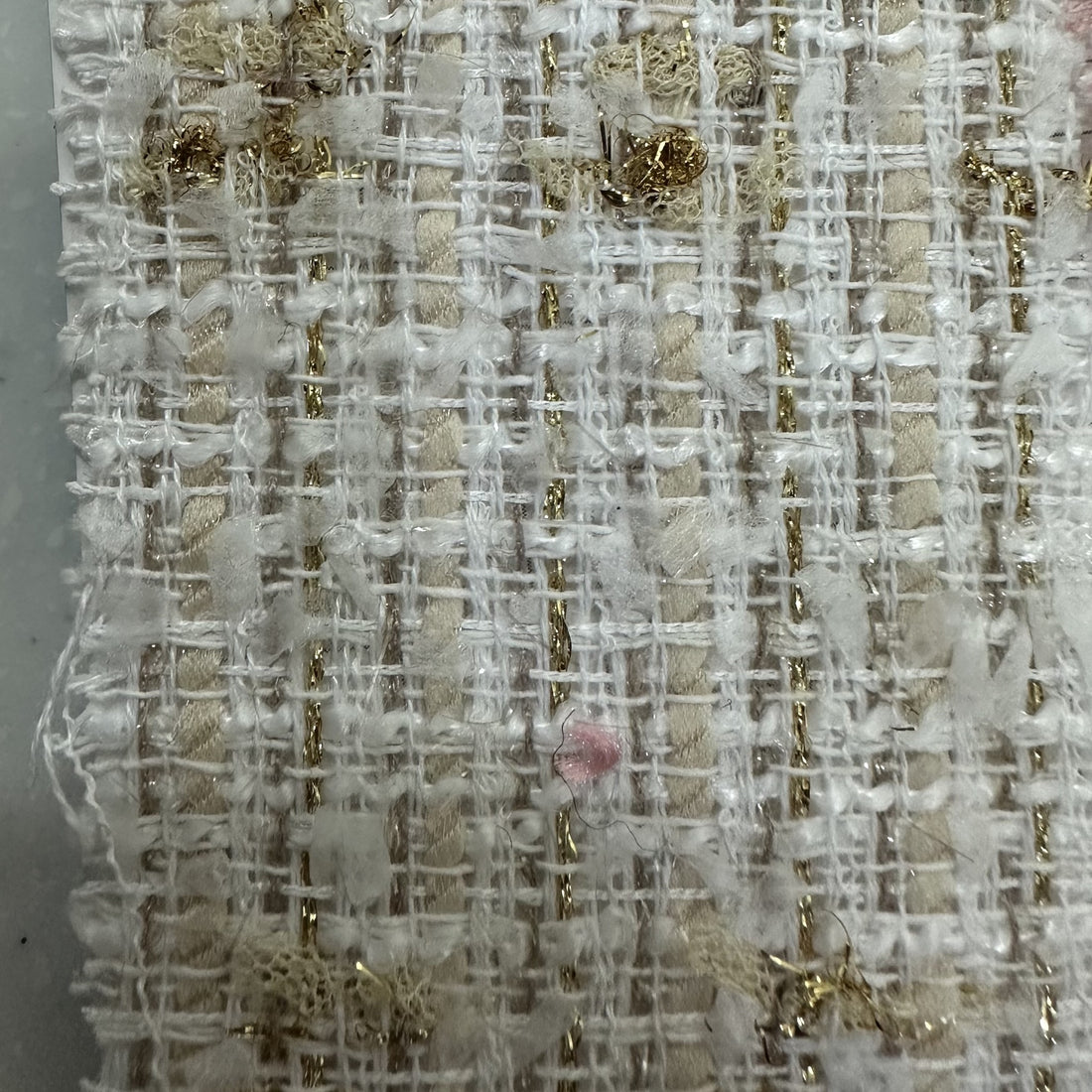White Gold Lurex Boucle Tweed