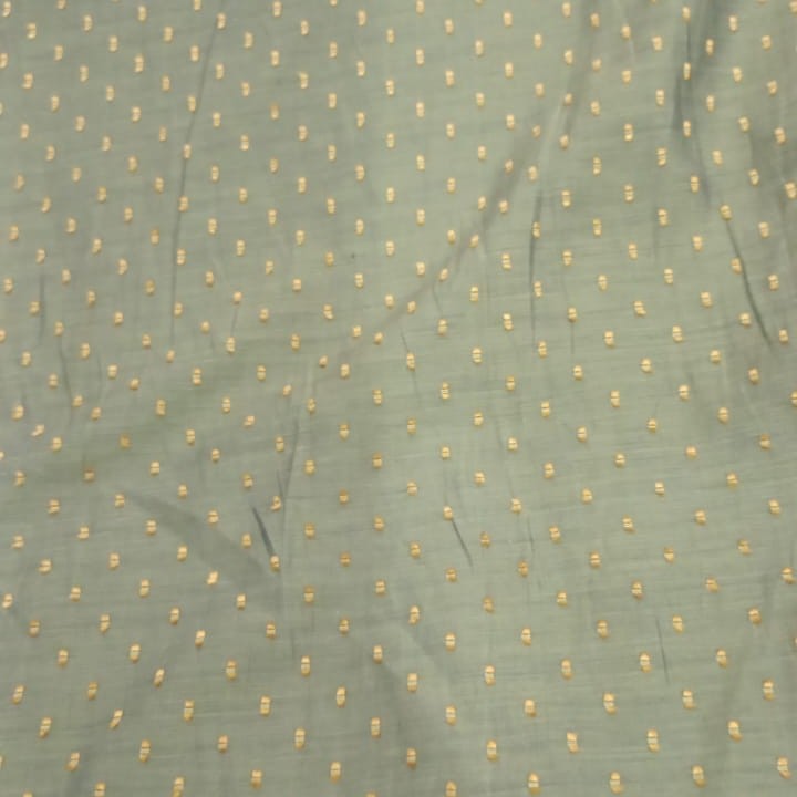 Green Cotton Silk Swiss Dotted Fabric