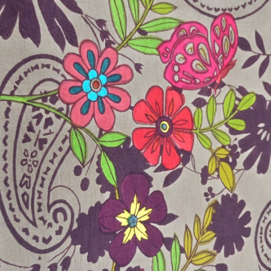 Paisley Flower Print On Cotton Knitted CKPS10