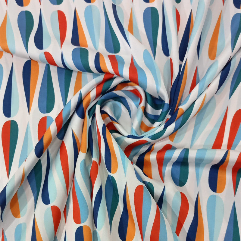 Rainbow Drops Print On Korean Satin KSPL25