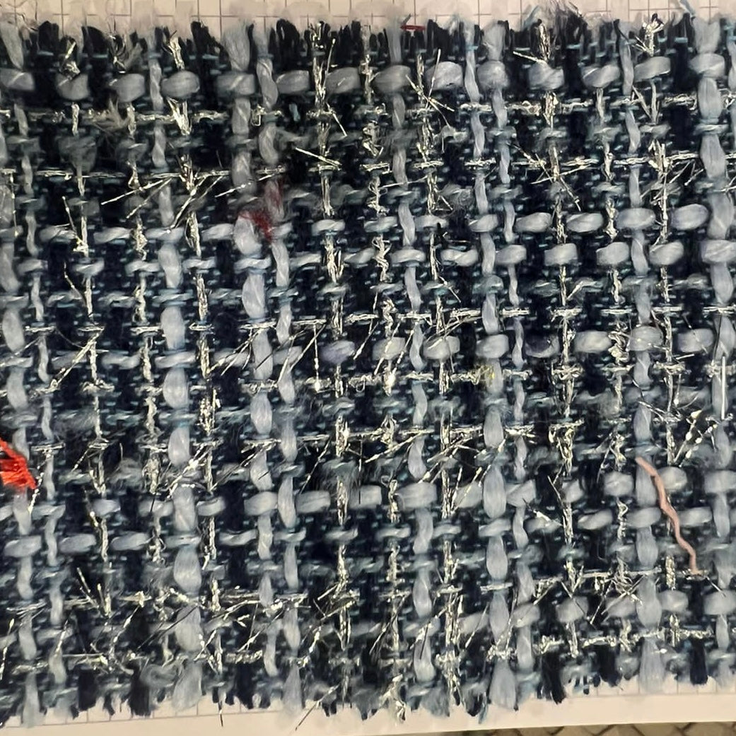 Blue Black Boucle Tweed