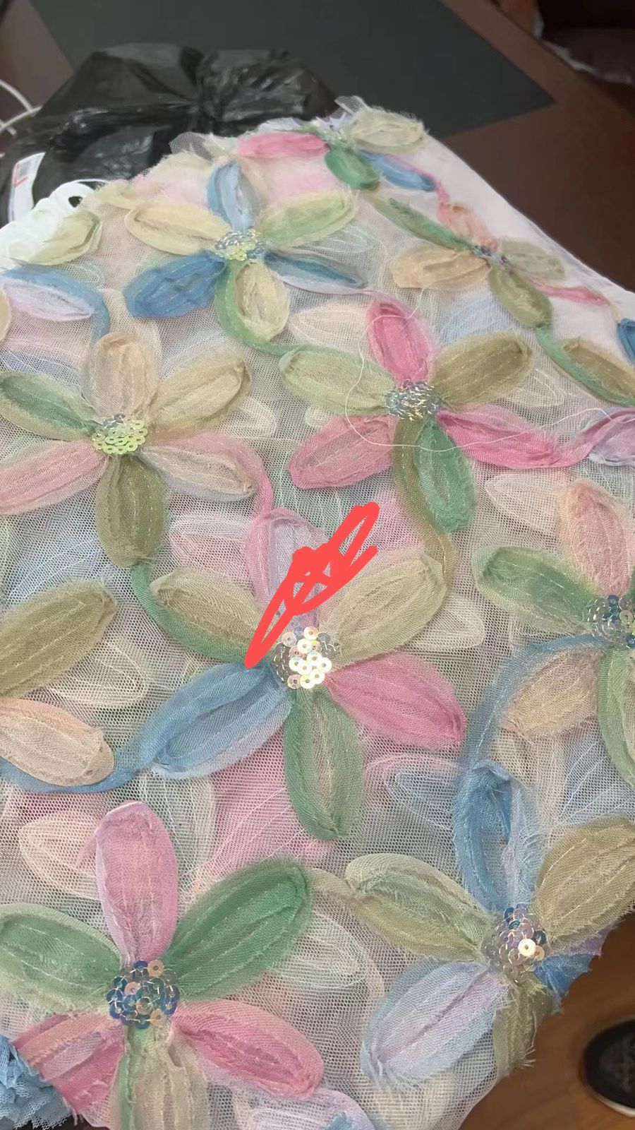 Rainbow Flower Embroidered Fabric