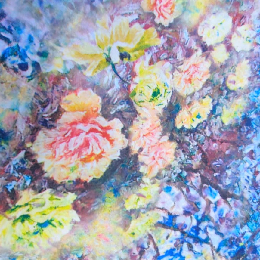 Rose Garden Print On Korean Satin-KSPS100