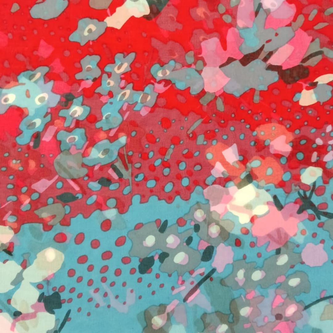 Tropical Mist Art Print On Silk Chiffon-SCPS132