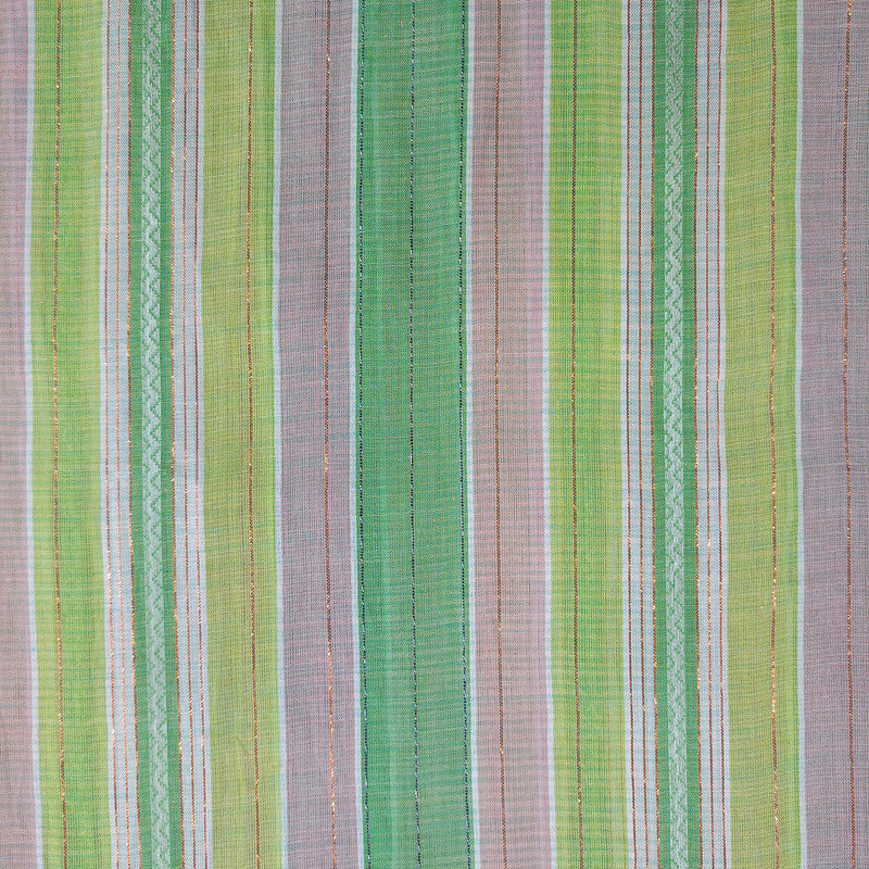 Cotton Lurex Green & White Stripes Y/D Fabrics CLYD14