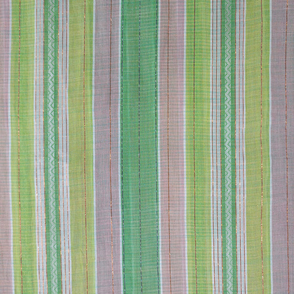 Cotton Lurex Green & White Stripes Y/D Fabrics CLYD14