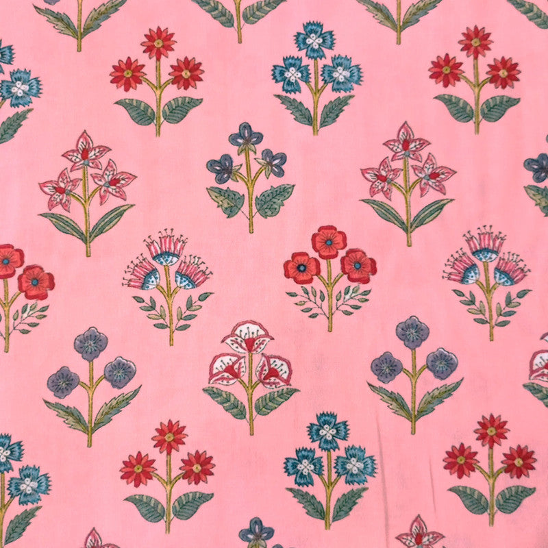 Pink Base Flowers Print On Parsi Boski PBPS35
