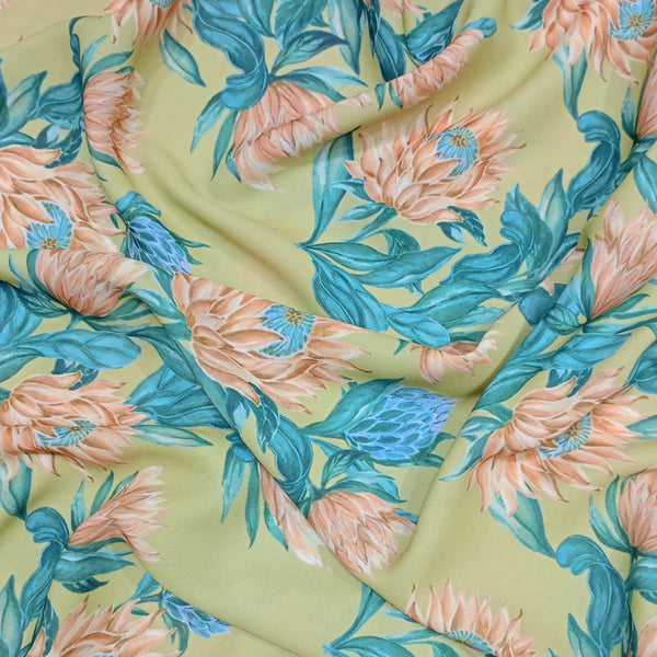White Marigold Flower Print On Royal Georgette RGPA26