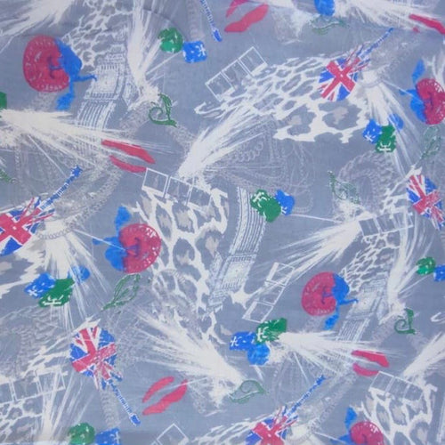 Cityscape(Blue)Print On Silk Chiffon-SCPS239