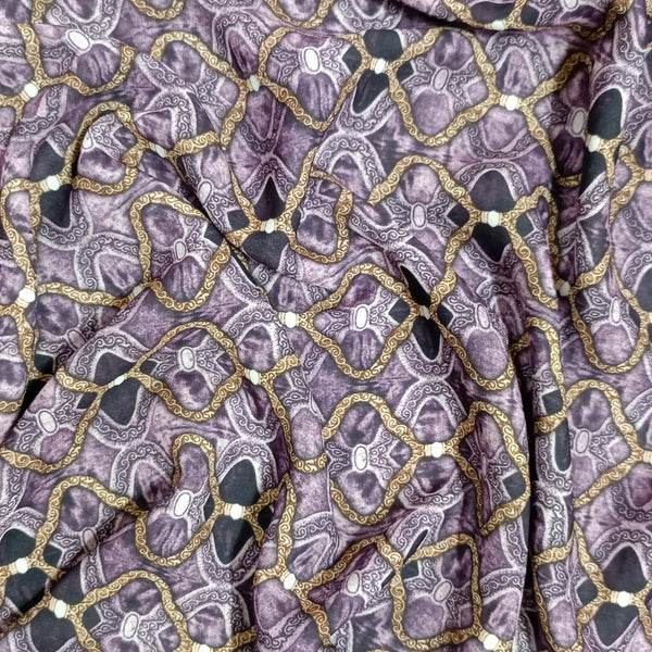 Ogee Violet Base Print On Royal Georgette RGPB87
