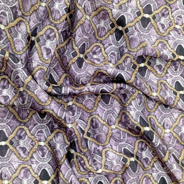 Ogee Purple Print On Korean Satin KSPB85