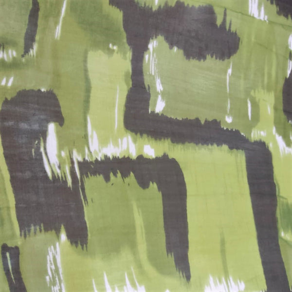 Green Brush Art Print On Silk Chiffon-SCPS158