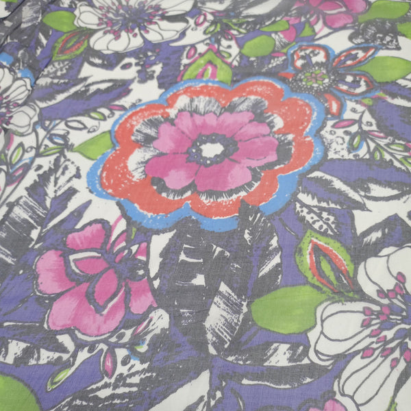 Big Flower Art Print On Silk Chiffon-SCPS276