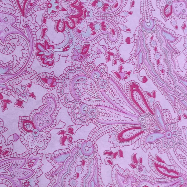 Pink Paisley Print On Poly Crepe PCSP04