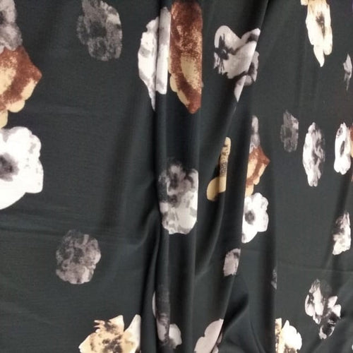 Black And Bloom Print On Snake Crepe-SCPS1