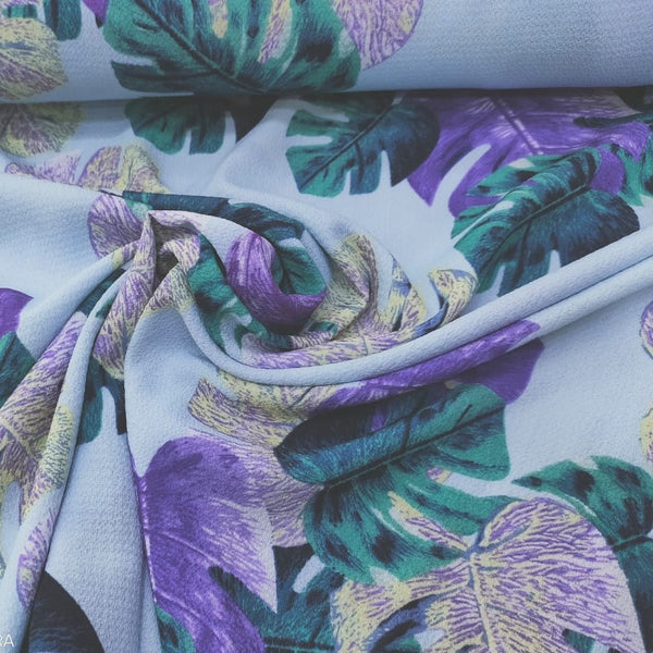 Tropical Vibes (Purple) Print On Snake Crepe SCPS19