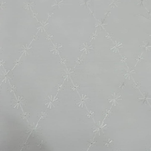Cotton White Embroidered Fabric